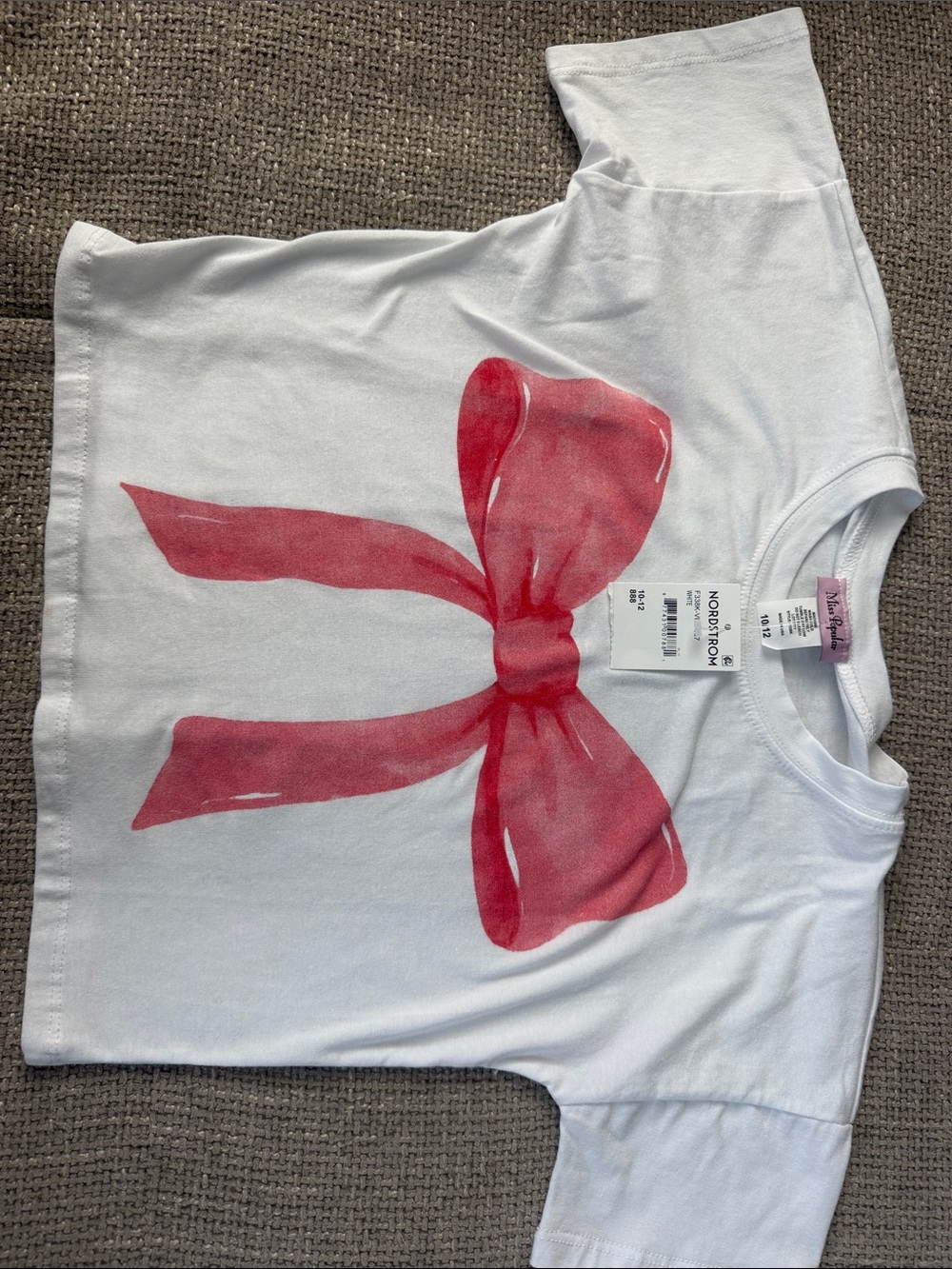 Nordstrom White Tee with Pink Bow Print